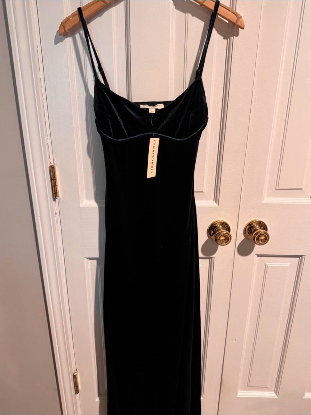 Thirty Thirty LA Emerald Green Velvet Open Back Maxi Dress S NWT